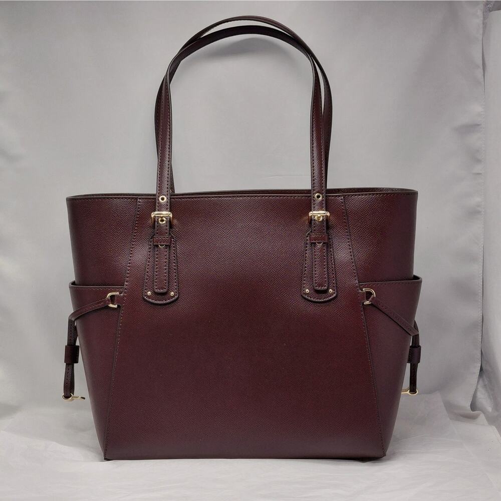 Michael Kors Womens Voyager Tote Bag Brown Leather Classic Shoulder Work Luxury - Picture 5 of 11